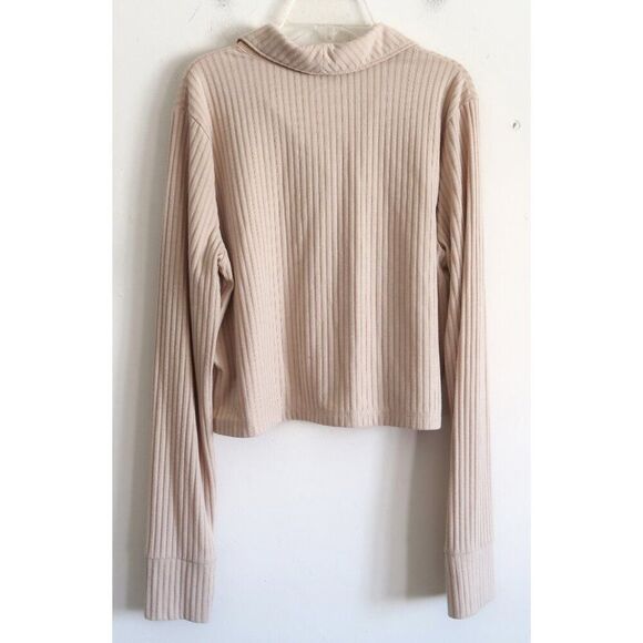 Madewell MWL Brushed Cotton Ribbed Crop Button Front Shirt - Size Large - Picture 4 of 8